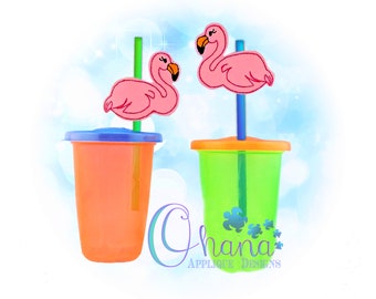 Flamingo Straw Labels  Machine Embroider Design In The Hoop ITH Pattern Summer pattern