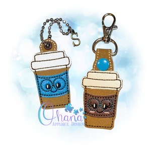 To Go Coffee Key Chain, key fob, snap tab  The Hoop Designs Machine Embroidery Designs