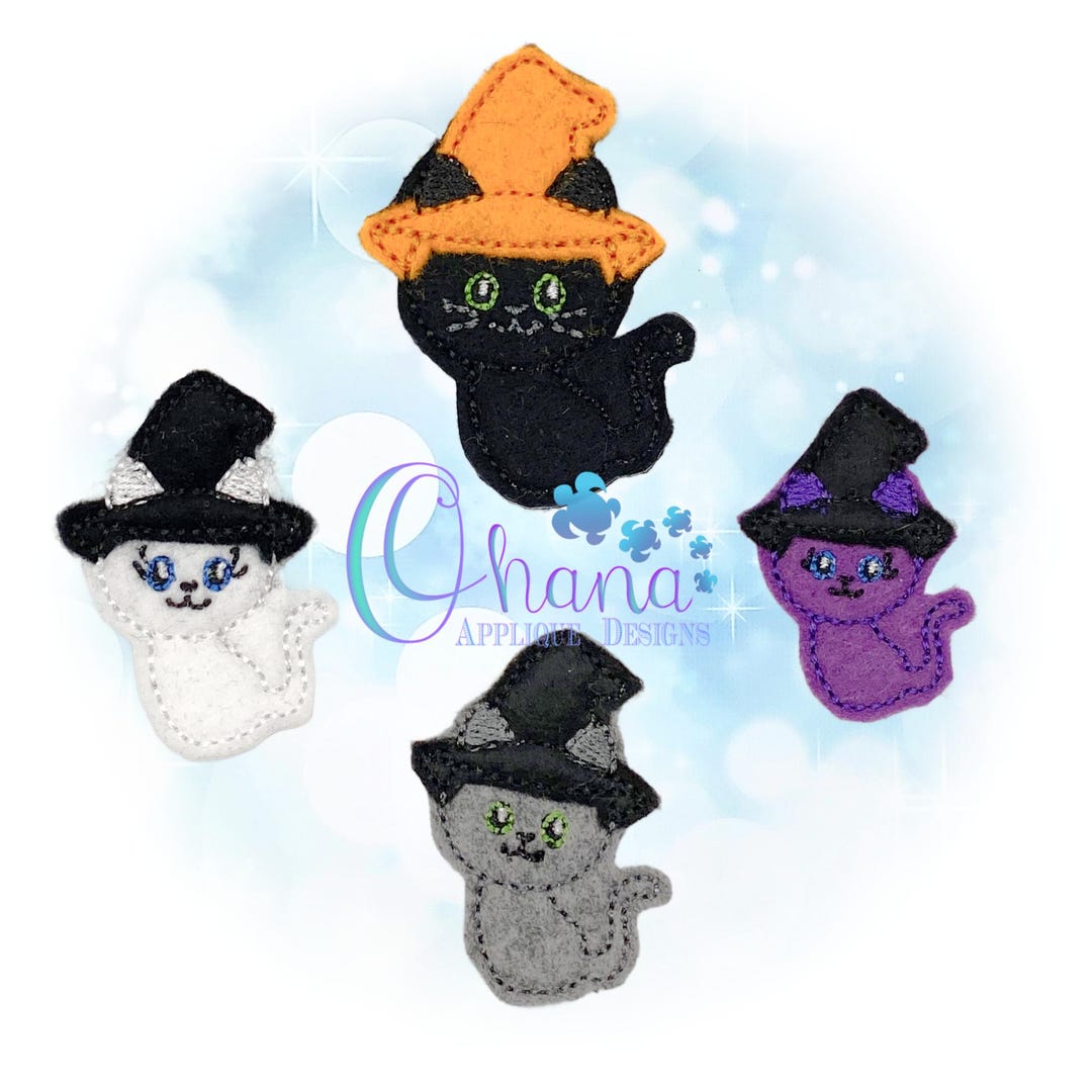Witchy Cat Feltie in the Hoop Machine Embroidery Design - Etsy