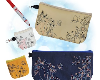 Forest Fox Coloring Zipper Bag In The Hoop Machine Embroidery Design