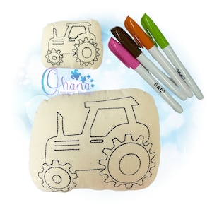 Tractor Flat Coloring Doll In The Hoop Embroidery Machine Design