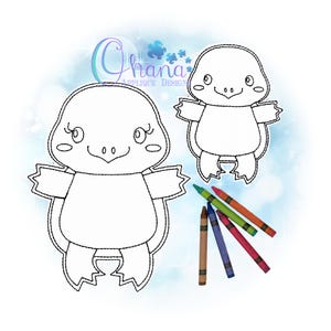 Turtle Flat Coloring Doll In The Hoop Embroidery Machine Design