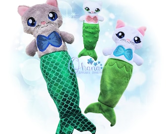 Purrmaid Stuffie en el diseño de bordado de la máquina de aro