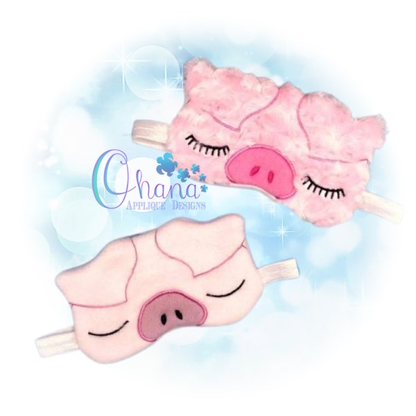 Pig Sleep Mask In The Hoop Machine Embroidery Design