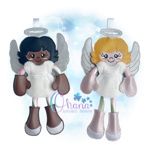 ¡Revisado! Adorno de ángel porta bastones de caramelo, diseño de bordado a máquina en bastidor.