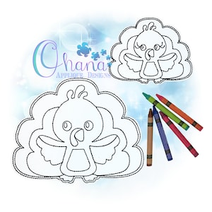 Turkey Flat Coloring Doll In The Hoop Embroidery Machine Design