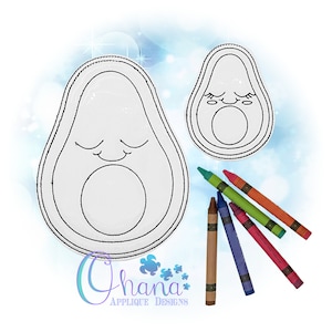 Avocado Flat Coloring Doll In The Hoop Embroidery Machine Design