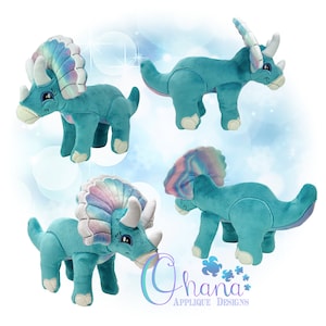 3D Triceratops Stuffie In The Hoop Machine Embroidery Design