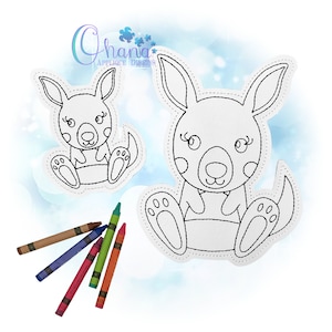 Kangaroo Flat Coloring Doll In The Hoop Embroidery Machine Design