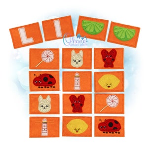Diseño de bordado a máquina para juego de cartas a juego con la letra L