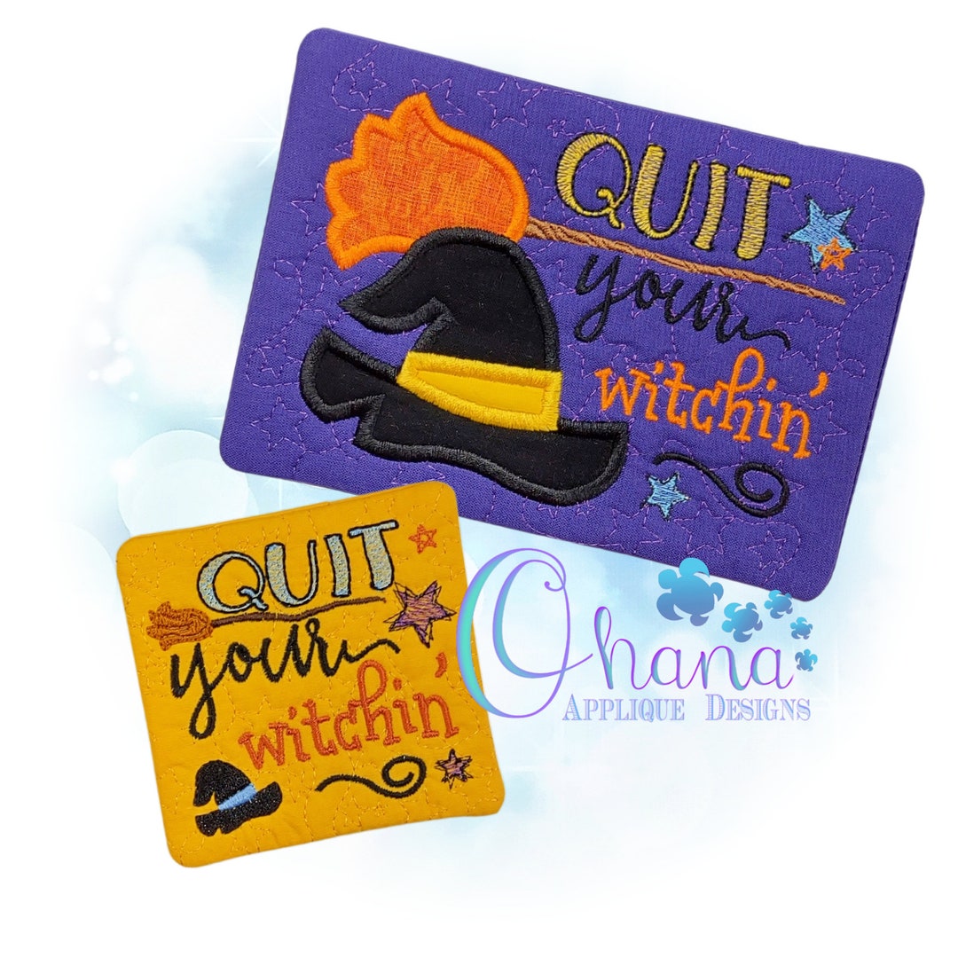 Quit Witching Mug Rug in the Hoop Machine Embroidery Design - Etsy