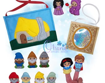 Little Snow White Finger Puppets Set In The Hoop Machine Embroidery Design