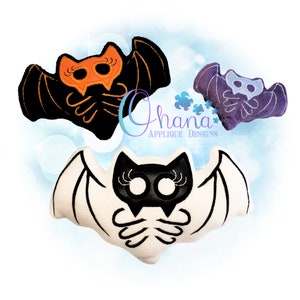 Skelly Bat Stuffie In The Hoop-Maschinenstickerei