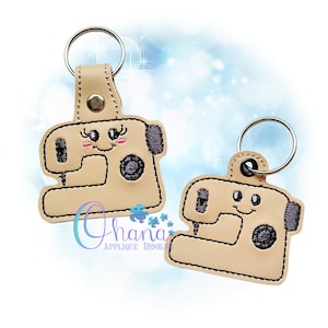 Sewing Machine Key Chain, key fob, snap tab In The Hoop Machine Embroidery Design