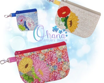 Maskinbroderidesign för mensväska med dragkedja i bågen