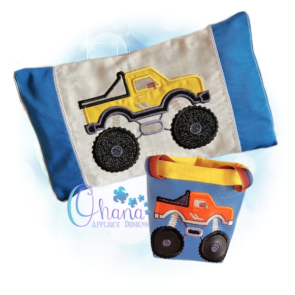 Monster Truck Applique In The Hoop Machine Embroidery Design