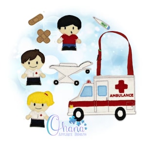 Emergency Finger Puppet Set In The Hoop Machine Embroidery Design
