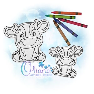 Cow Flat Coloring Doll In The Hoop Embroidery Machine Design
