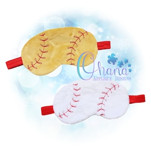 Baseball Sleep Mask In The Hoop Machine Embroidery Design