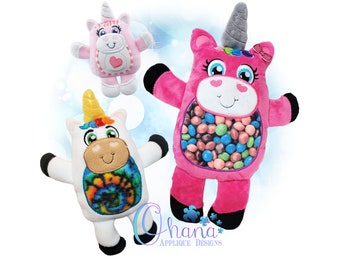 Skittles Unicorn Stuffie In The Hoop Machine Embroidery Design