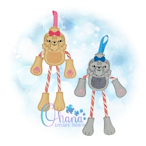 Shih Tzu Candy Cane Holder Ornament In The Hoop Machine Embroidery Design
