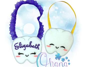 Kawaii Tooth Door Hanger Tooth Fairy Pillow in the hoop machine embroidery design