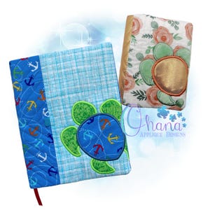 Diseño de bordado a máquina para cubierta de cuaderno Honu en bastidor