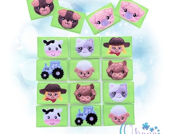 Farm Matching Card Game In The Hoop Machine Embroidery Design