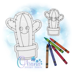 Cactus Flat Coloring Doll In The Hoop Embroidery Machine Design
