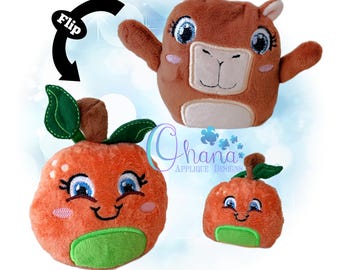 Capybara Orange Flip Stuffie In The Hoop Embroidery Machine Design