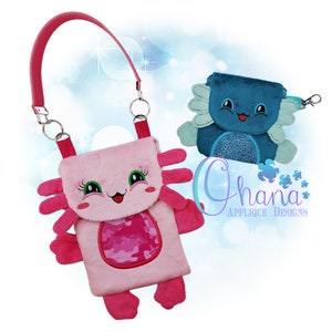 Axolotl Flap Bag Geldbörse In The Hoop Stickdatei
