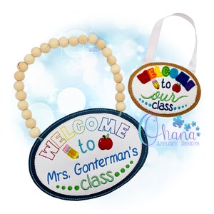 Classroom Door Hanger decoration in the hoop machine embroidery design