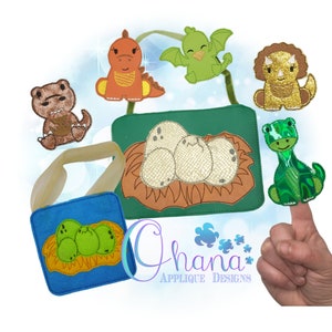 Dinosaur Finger Puppets In The Hoop Machine Embroidery Design