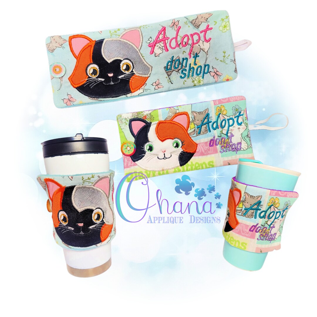 Adopt a Cat Cup Cozy in the Hoop Machine Embroidery Design - Etsy