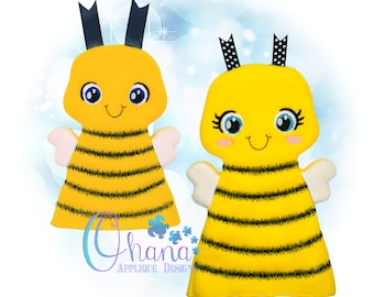 Bee Hand Puppet In The Hoop Machine Embroidery Design