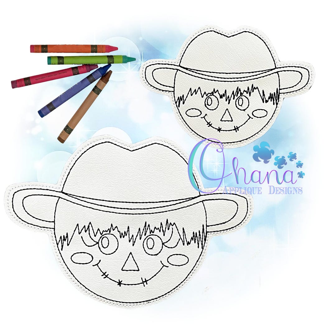 Muñeco de espantapájaros para colorear plano en el diseño de la máquina de  bordar del aro - Etsy México, image size:1080x1080