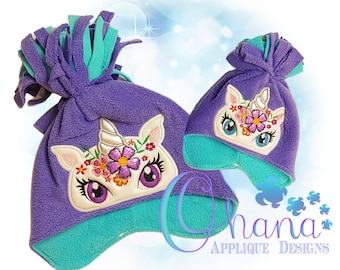 Diseño de bordado a máquina de unicornio mirando en el aro