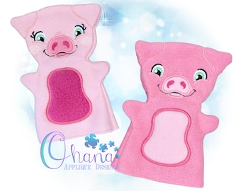 Pig Hand Puppet In The Hoop Machine Embroidery Design