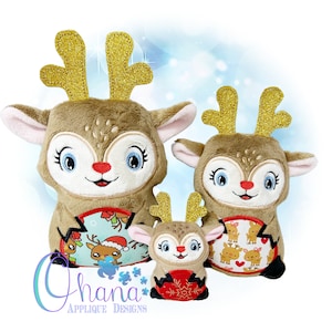 Pocket Reindeer Stuffie In The Hoop Embroidery Machine Design