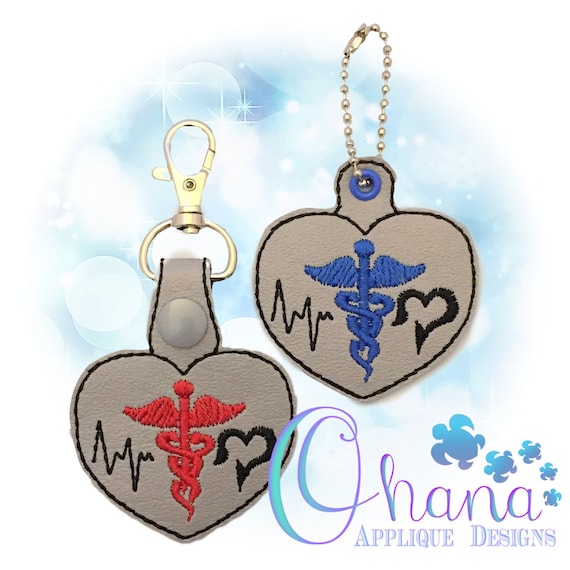 Medical Key Chain Key Fob Snap Tab the Hoop Designs Machine Etsy