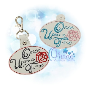 Once Upon a Time Key Chain, key fob, snap tab  In The Hoop Machine Embroidery Design