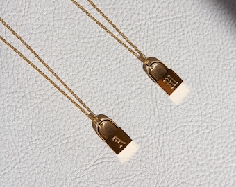 Gold Old English Initial Padlock Necklace, Gold Initial Padlock Necklace, Gold Letter Padlock Necklace, Old English Initial Lock Necklace