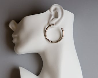 Medium Thick Silver Hoop Earrings Thick Silver Hoop Earrings Thick Hoop Earrings Thick Silver Hoops Medium Silver Hoops Silver Thick Hoops