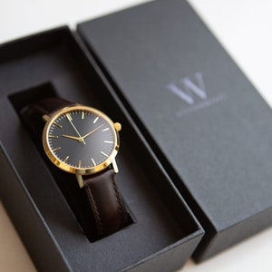 Dark Brown Leather Minimalist Watch, Brown Minimalist Watch, Unisex Watch, Women Watches, Womens Watches, Women&#39;s Watch, Womens Watch