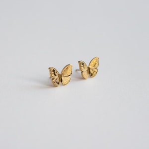 Gold Butterfly Stud Earrings, Gold Butterfly Studs, Butterfly Studs, Butterfly Earrings, Dainty Butterfly Earrings, Dainty Butterfly Studs image 3
