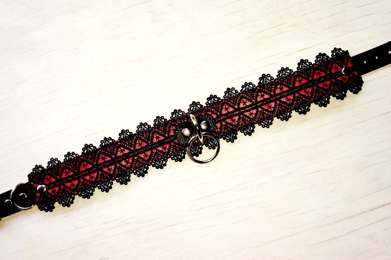 submissive collar Black Red bdsm collar mature Collar BDSM bondage collar O ring choker