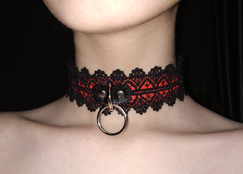 submissive collar Black Red bdsm collar mature Collar BDSM bondage collar O ring choker