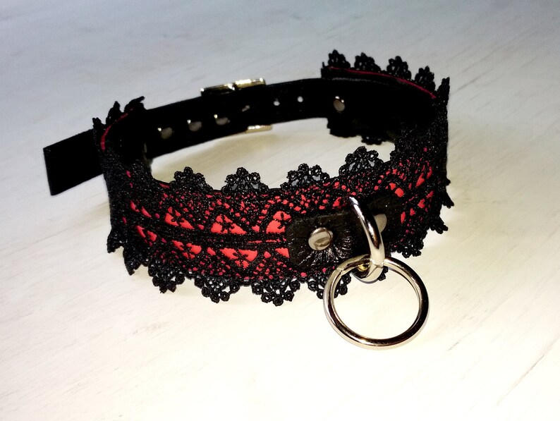 submissive collar Black Red bdsm collar mature Collar BDSM bondage collar O ring choker