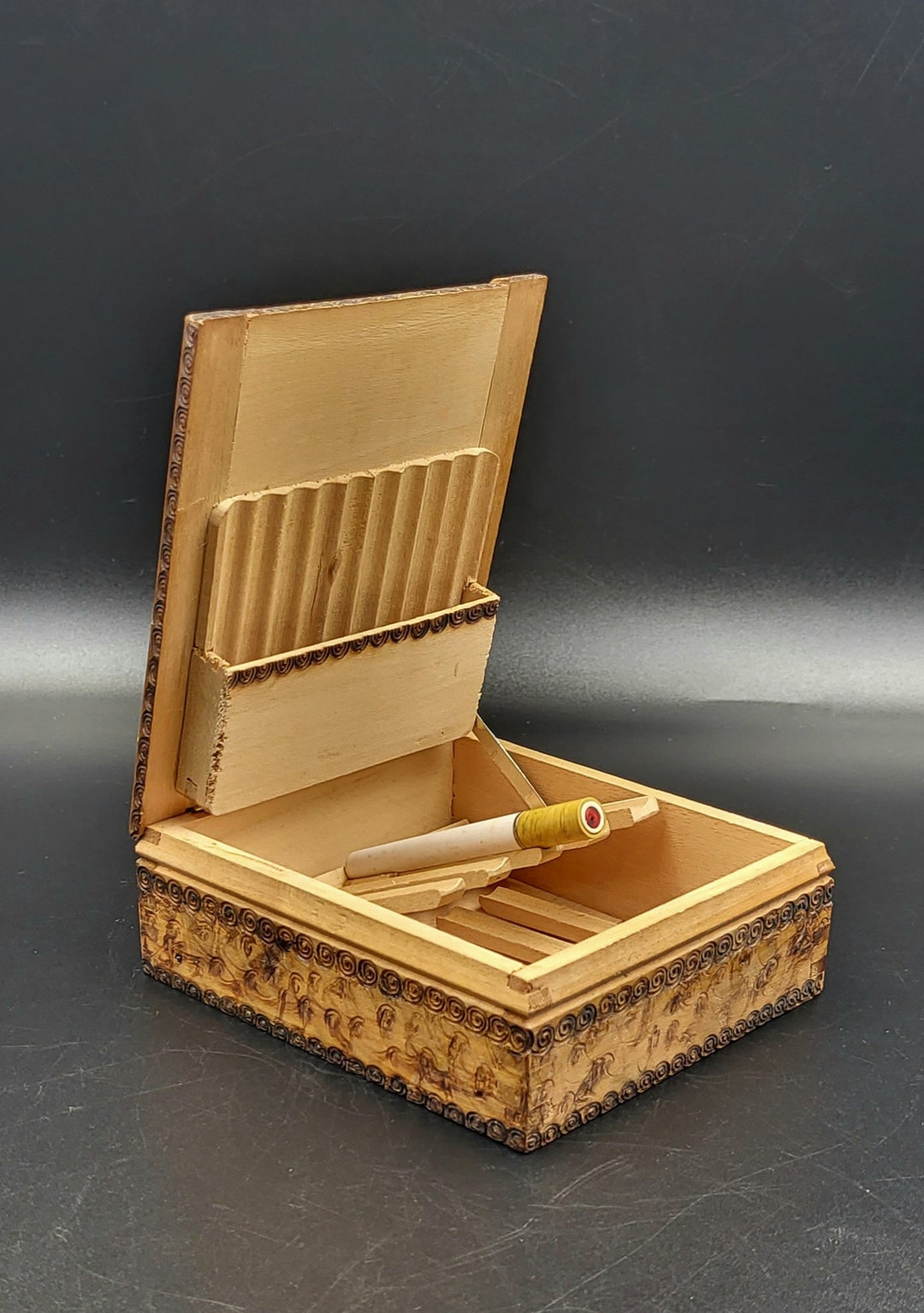 Handmade Wooden Cigarette Holder. Vintage Table Top Cigarette Etsy