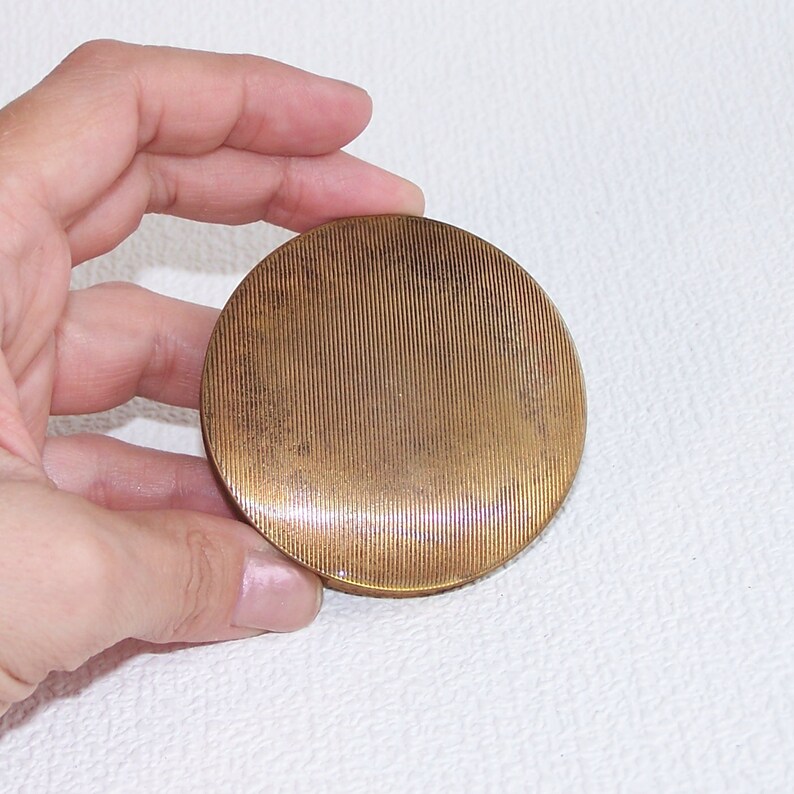Refillable Powder Box with a Mirror Vanity Mirror Gift for Her. Vintage Brass Powder Compact Made in USSR Collectible Mirrored Compact